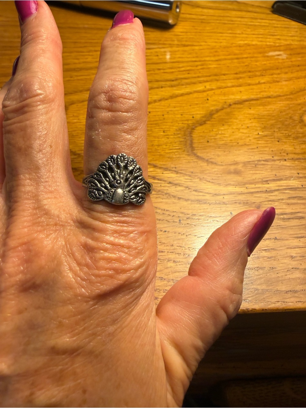 Size 8.5 Oxidized Peacock Sterling Ring